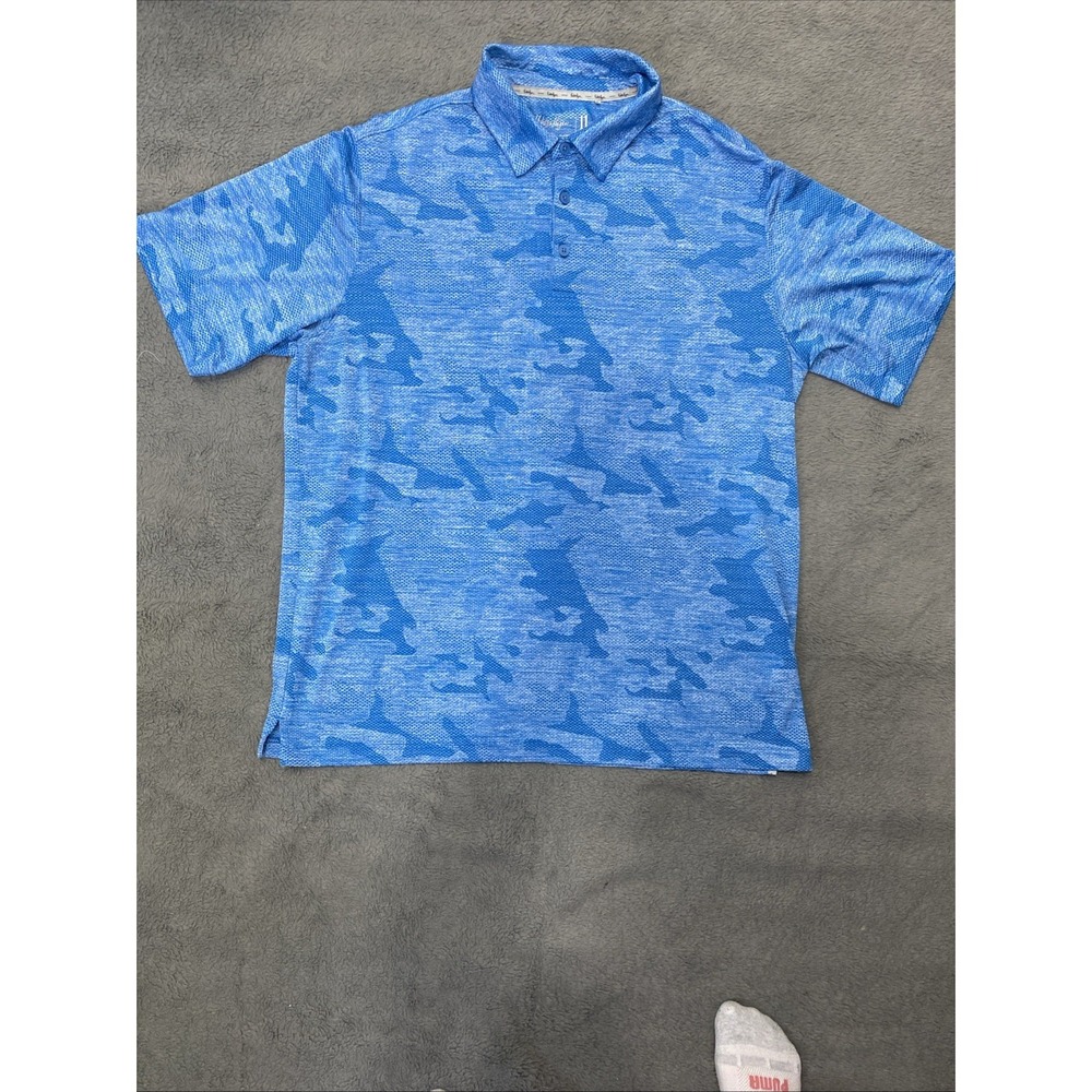 Walter Hagen Men's Golf‎ Polo Short Sleeve Shirt 11 Majors Blue Camoflage XL
